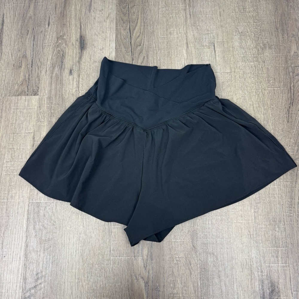 Aerie Crossover Flowy Shorts Black Size Medium High Rise Athletic Lounge - Picture 2 of 8